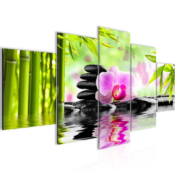 Runa Art Bild Wohnzimmer Schlafzimmer Orchidee Feng Shui 5 Teilig Steine Zen Pink Wandbilder auf Vli