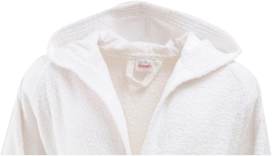 Bademantel Bassetti Saunamantel Morgenmantel Frottee Herren Damen mit Kapuze Grösse L 100% Baumwolle
