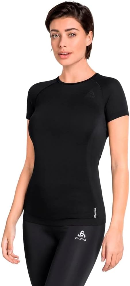 Odlo Damen Performance Cool Funktionsunterwäsche Kurzarm Shirt L Schwarz, L Schwarz