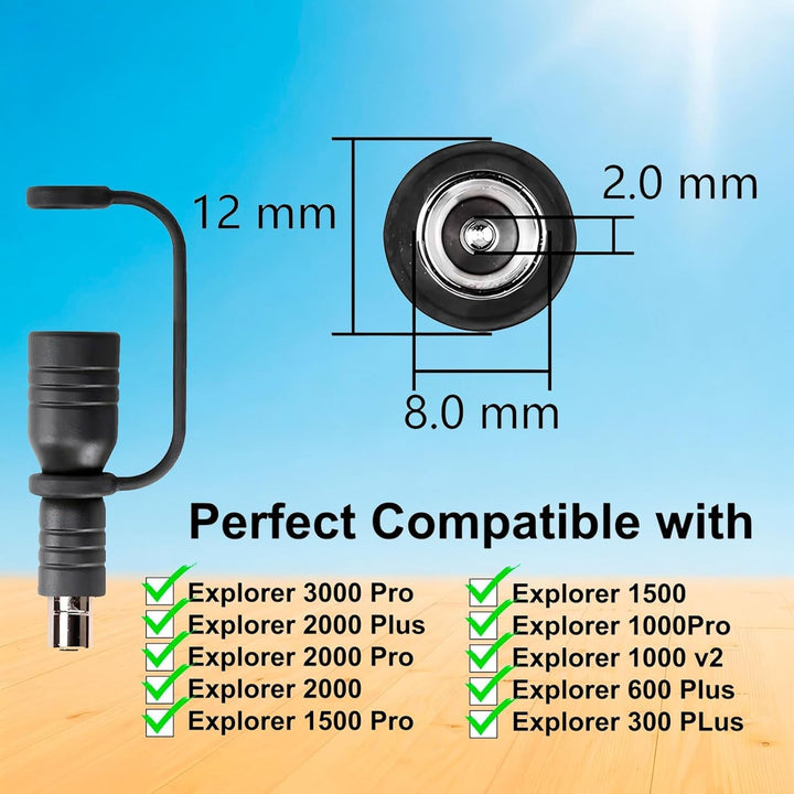 DC 8mm Solarpanel Verlängerungskabel 14AWG 5M mit DC 7909 zu 8020 Adapter Kompatibel mit Jackery Exp