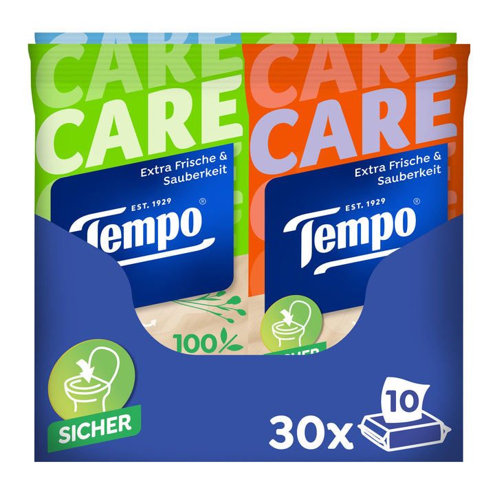 Tempo Sanft und Pflegend feuchtes Toilettenpapier Travelpack, Riesenpackung, 30 Stück