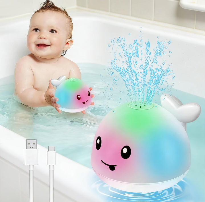 Gigilli Baby Badewannenspielzeug, Leuchtender Spritzender Wal-Spielzeug 6-12 12-18 Monate Badespielz