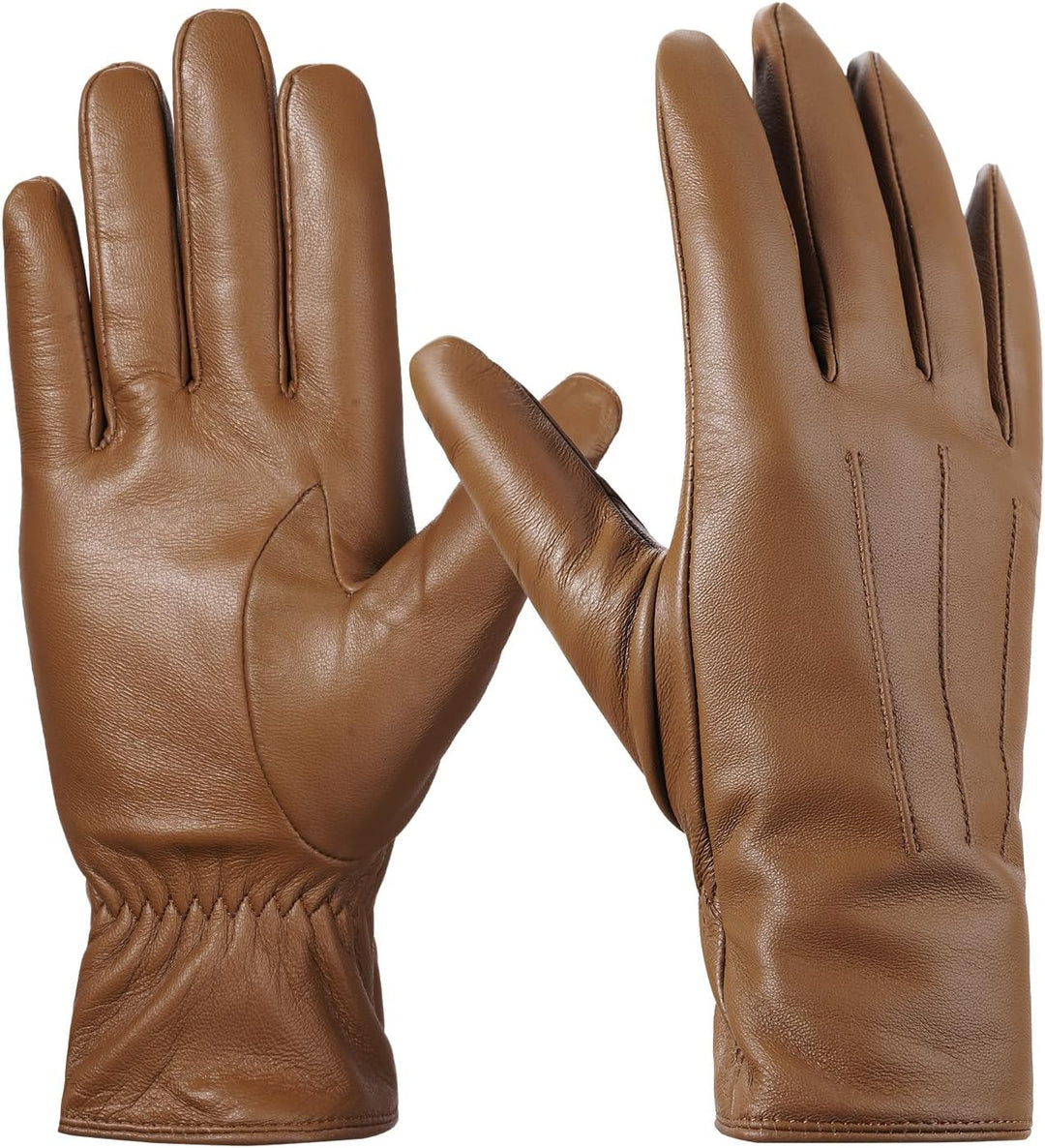 BISON DENIM leder handschuhe damen-Kaschmirverkleidung, Touchscreen und Winterhandschuhe Kaffee XXL,