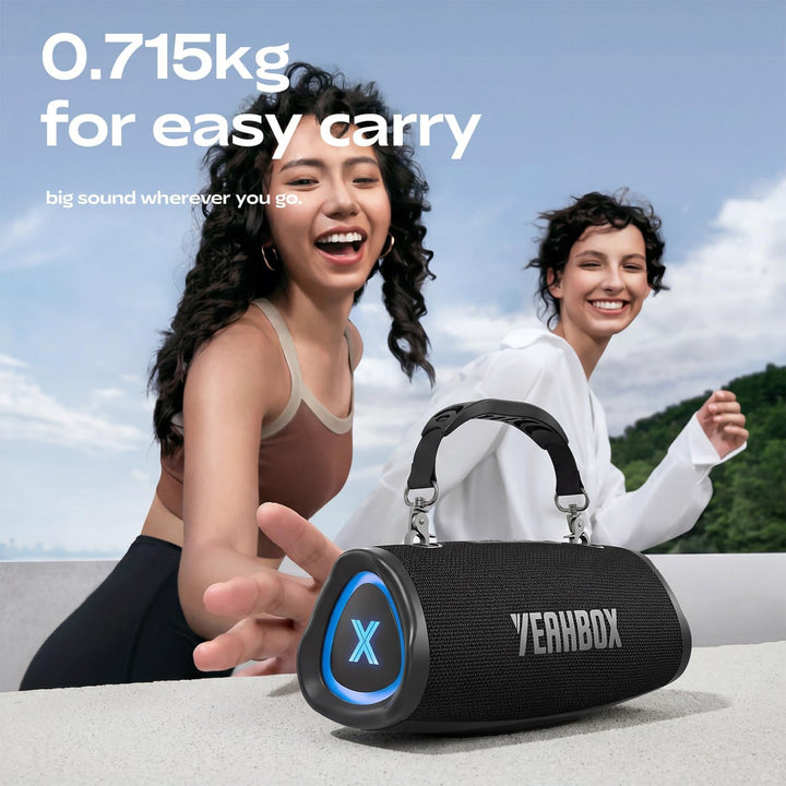 YEAHBOX Sonic Boom POP Bluetooth-Lautsprecher, 50W 1.1-Kanal-Basssystem, Racetrack-Woofers + 31mm Si