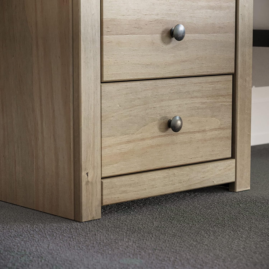 Home Discount Panama Kommode Nachttisch mit 3 Schubladen, Eiche Natur gewachst Schlafzimmer Möbel, B