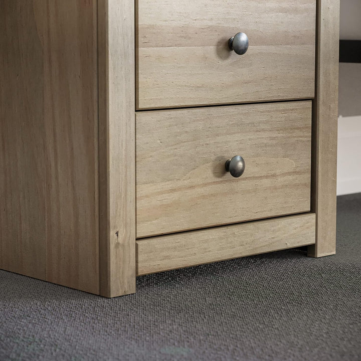 Home Discount Panama Kommode Nachttisch mit 3 Schubladen, Eiche Natur gewachst Schlafzimmer Möbel, B