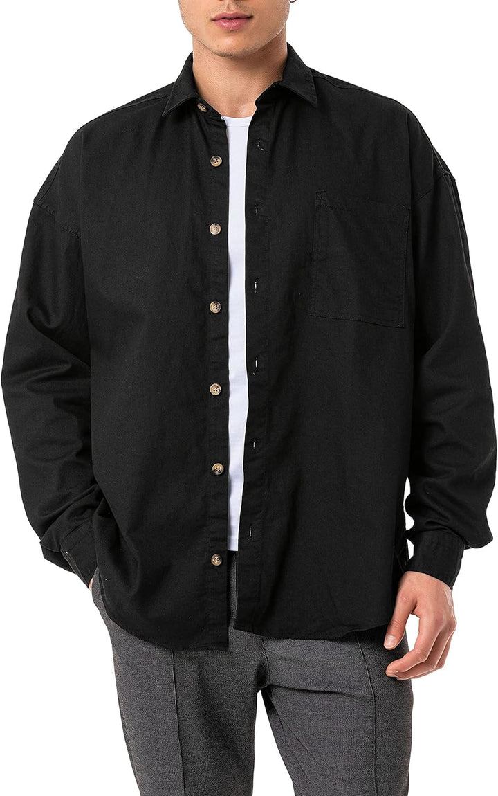 Red Bridge Herren Hemd Jeanshemd Premium Denim Oversized Wide Cut M Schwarz, M Schwarz