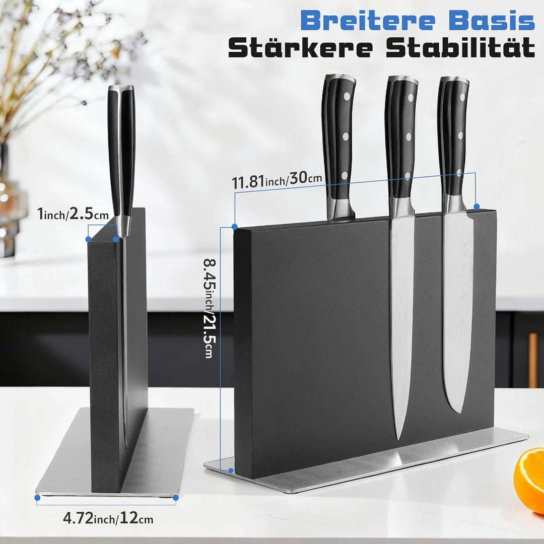 ENOKING Messerblock Magnetischer ohne Messer, 30 cm Schwarz Messerhalter Magnetisch aus 304 Edelstah
