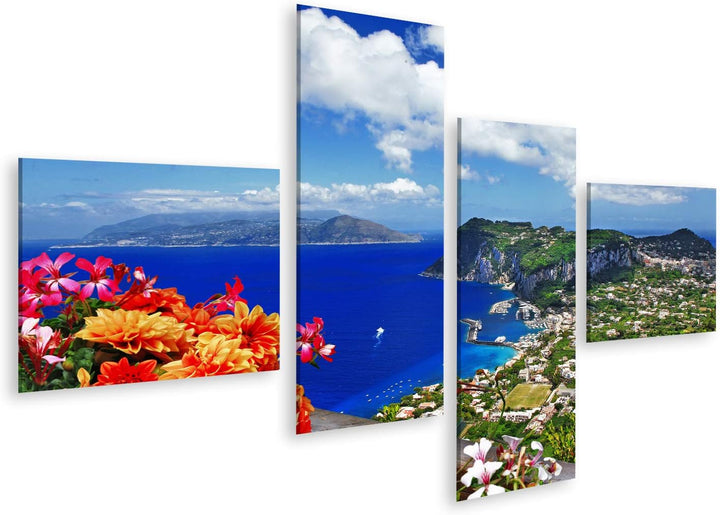 Bild Bilder auf Leinwand malerische Insel Capri Italien Wandbild Poster Leinwandbild RDJ 150x80cm -