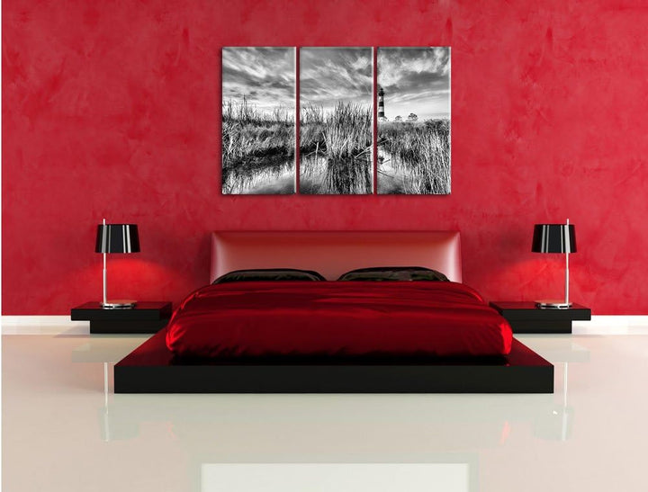 Pixxprint Leuchtturm als Leinwandbild/Grösse: 3 Teilig (120x80) cm/Wandbild/Kunstdruck/fertig bespan