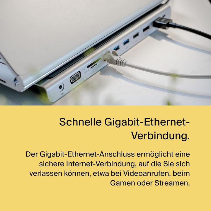 Belkin USB-C-Hub, 11-in-1-MultiPort-Adapter-Dock mit 4K-HDMI, DisplayPort, VGA, und 100 W zum Laden,