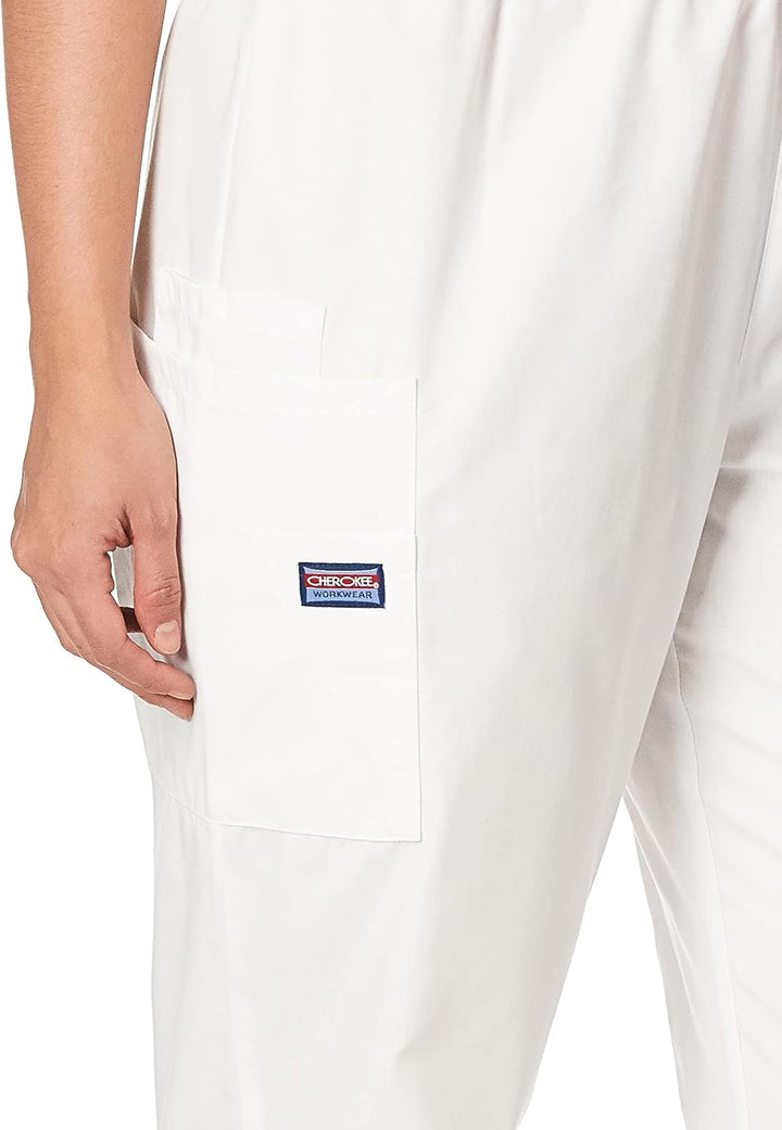 Cherokee Damen Workwear Cargo-Hose mit elastischer Taille Klassisch, XS Weiß