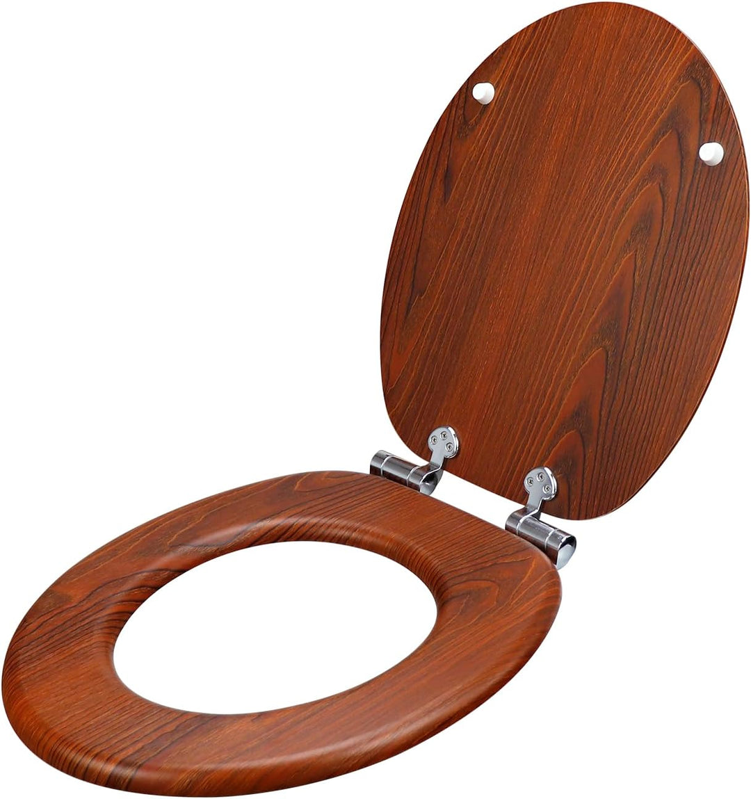 WC Sitz mit Absenkautomatik, hochwertiger Toilettendeckel aus MDF Holz, Einfache Montage Stabiler Kl