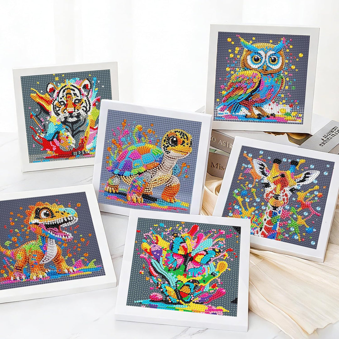Yunruily 6er Set Diamond Painting Kinder - Tiere Diamant Painting Kinder,Diamond Painting Kind ab 6