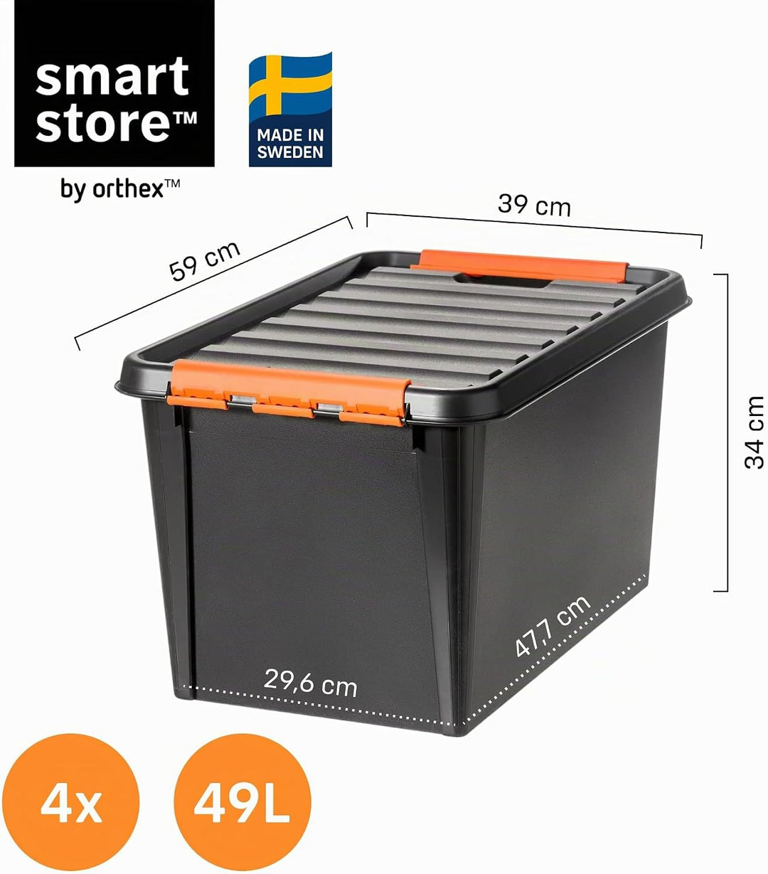 SmartStore Pro 45 Aufbewahrungsboxen 4-Teilig, Schwarz, eine grösse 50 L x 4 Pack, 50 L x 4 Pack