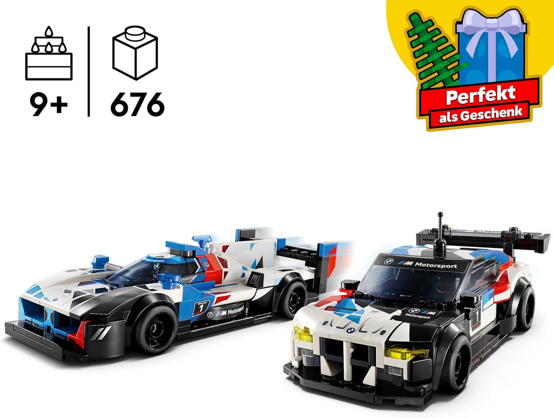 LEGO Speed Champions BMW M4 GT3 & BMW M Hybrid V8 Rennwagen Auto Spielzeug mit 2 baubaren Modellauto