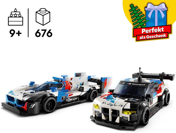LEGO Speed Champions BMW M4 GT3 & BMW M Hybrid V8 Rennwagen Auto Spielzeug mit 2 baubaren Modellauto