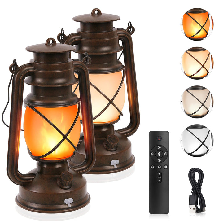 KINGLEAD LED Vintage Laternen,4 Dimmbare Lichtmodi,Laternen für draussen Hängende Wasserdicht LED mi