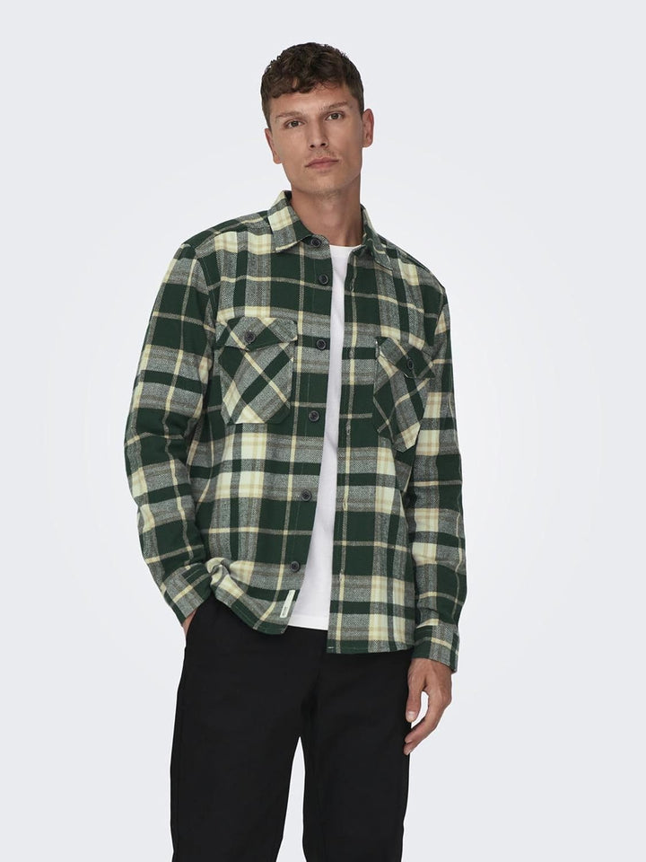 ONLY & SONS Herren Freizeit Hemd ONSMILO Life - Relaxed Fit XS S M L XL XXL S Lush Meadow, S Lush Me