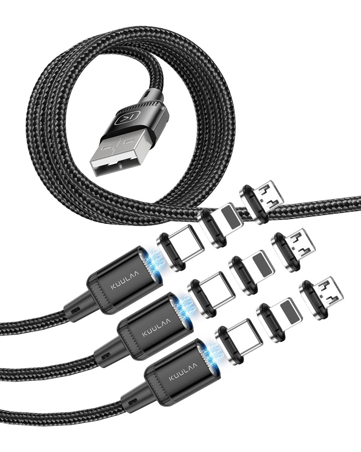 Kuulaa 3 in 1 Magnetisch USB Kabel[3 Stück], 3 A schnelles Laden/Datenübertragung mit 3-in-1-Ladespi
