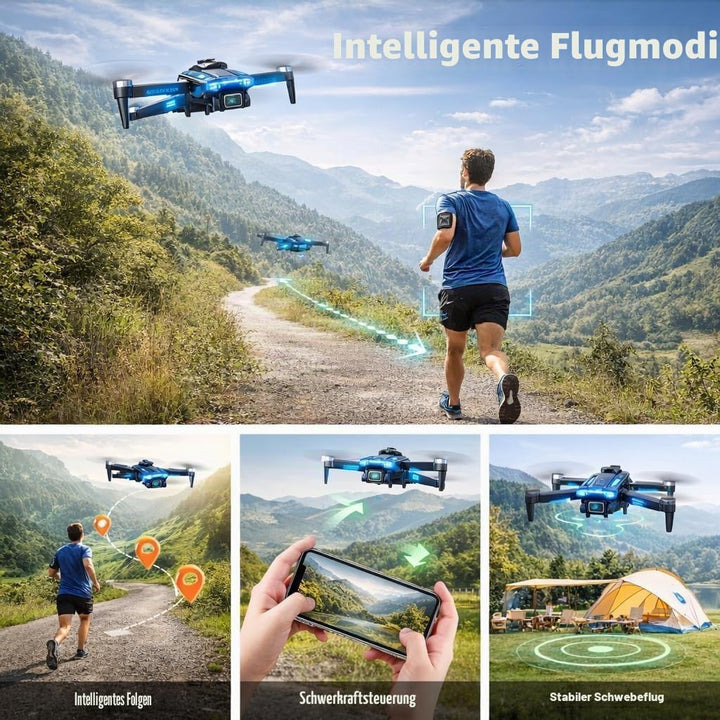 Drohne mit Kamera 1080P für Kinder Anfänger, Bürstenlosem Motor RC Quadcopter, Start mit einem Knopf