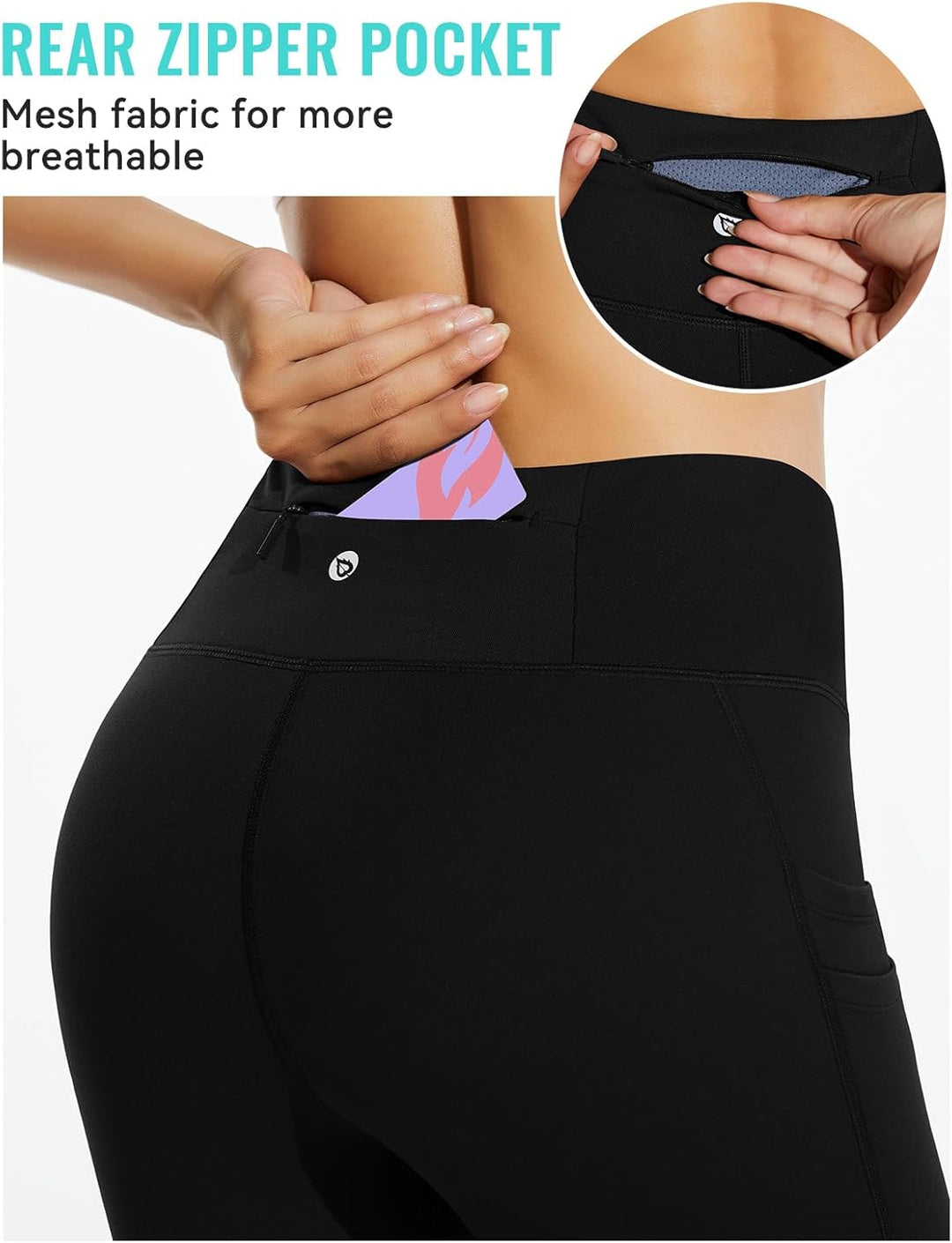BALEAF Thermo Leggings Damen Winter Leggings high Waist Sportleggings mit Taschen Leggings yogahose