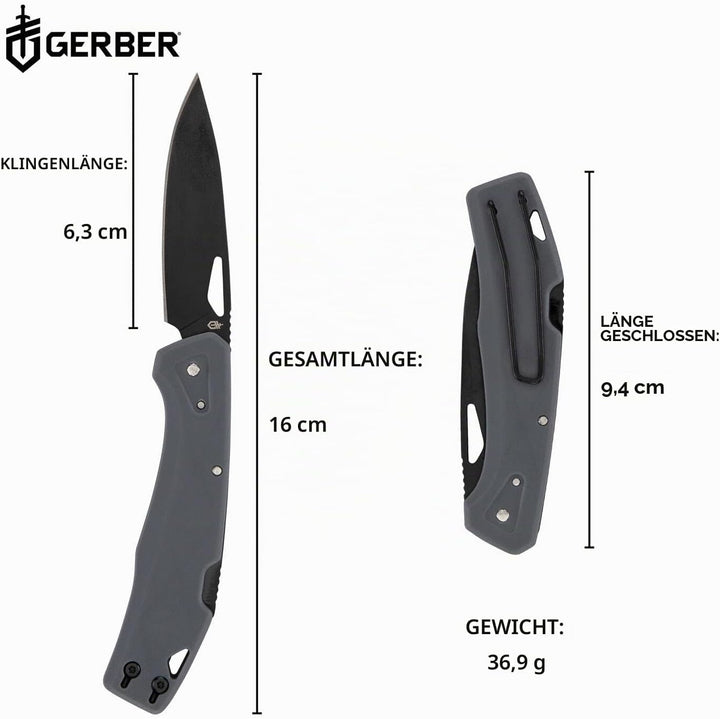 Gerber Taschenmesser mit Gürtelclip, LST, 440A Clip Poin-Edelstahlklinge, Griffschalen aus glasfaser