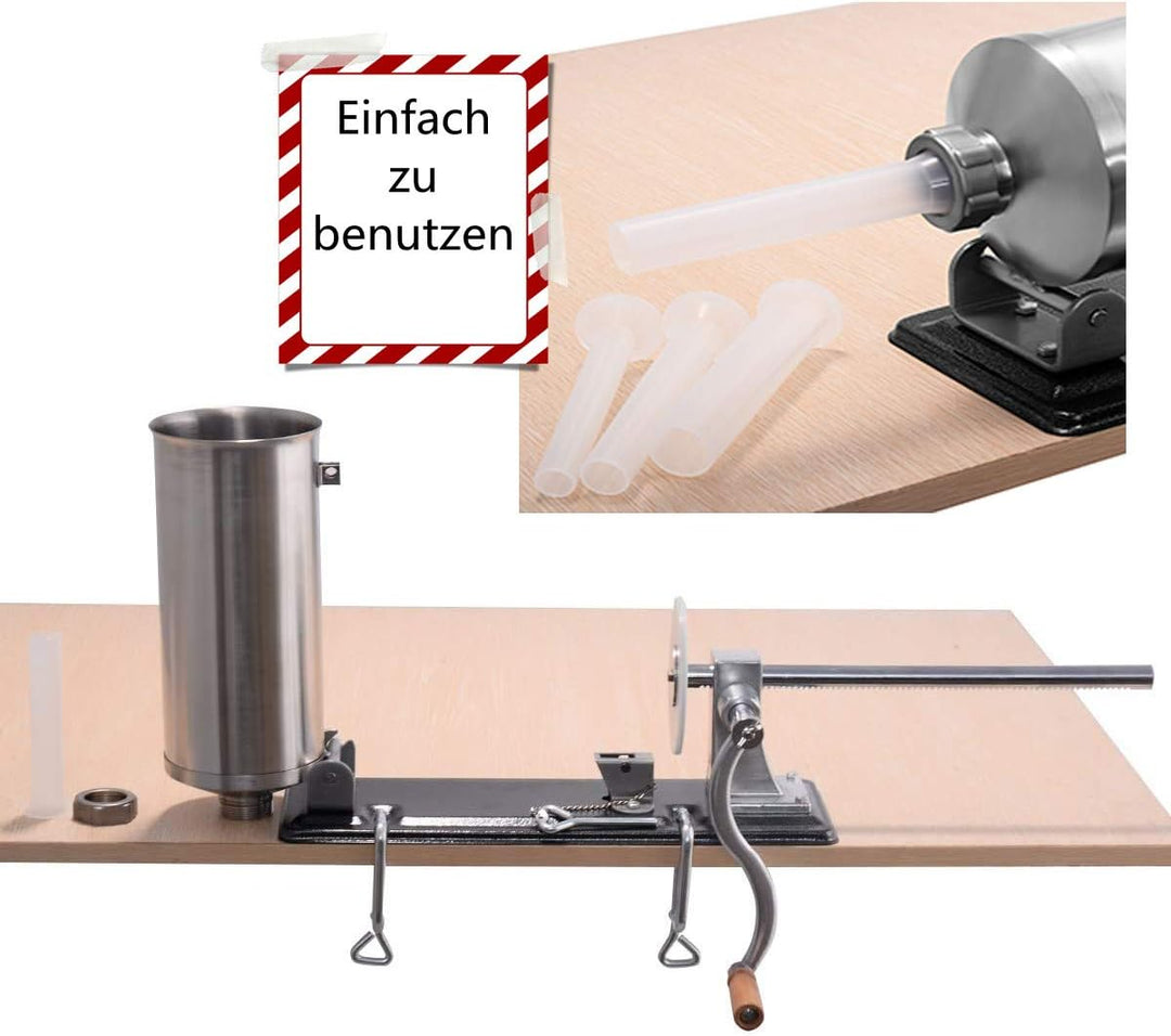 RELAX4LIFE 4 kg Wurstfüller manuell, Wurstfüllmaschine mit 4 Füllrohre, Wurstpritze für Metzgerei &