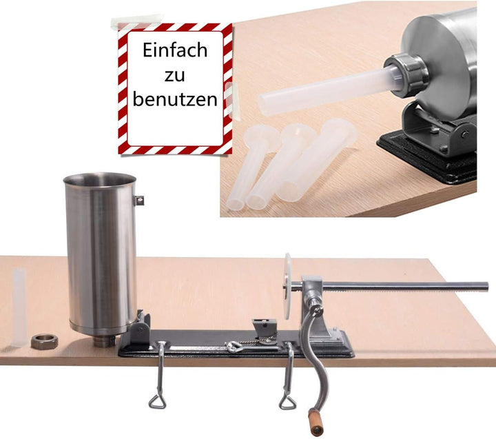 RELAX4LIFE 4 kg Wurstfüller manuell, Wurstfüllmaschine mit 4 Füllrohre, Wurstpritze für Metzgerei &