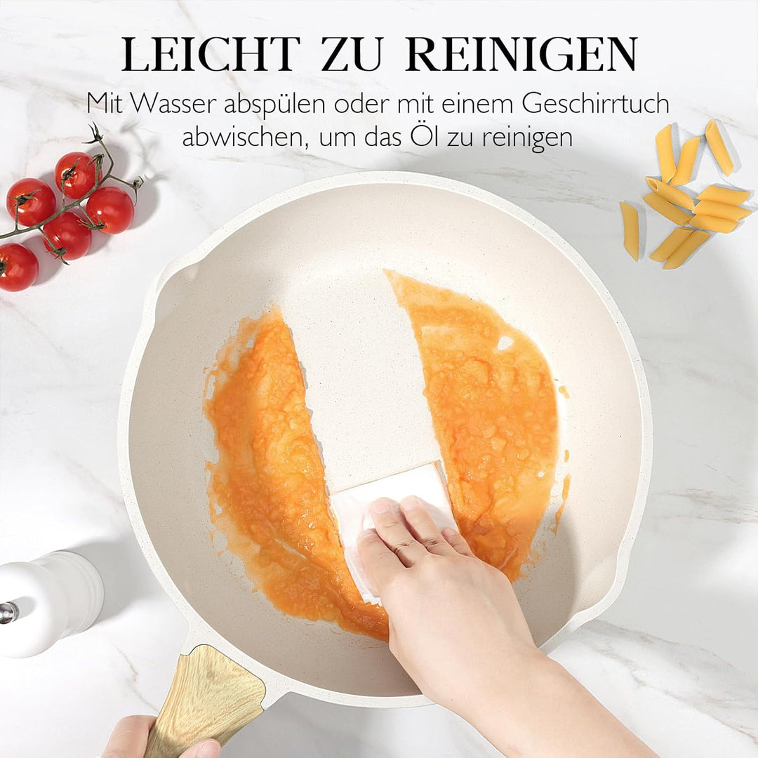 GiPP 28 cm Wokpfanne mit Deckel, Antihaft Pfanne mit Deckel 28cm Hoher Rand, Granit-Antihaftbeschich