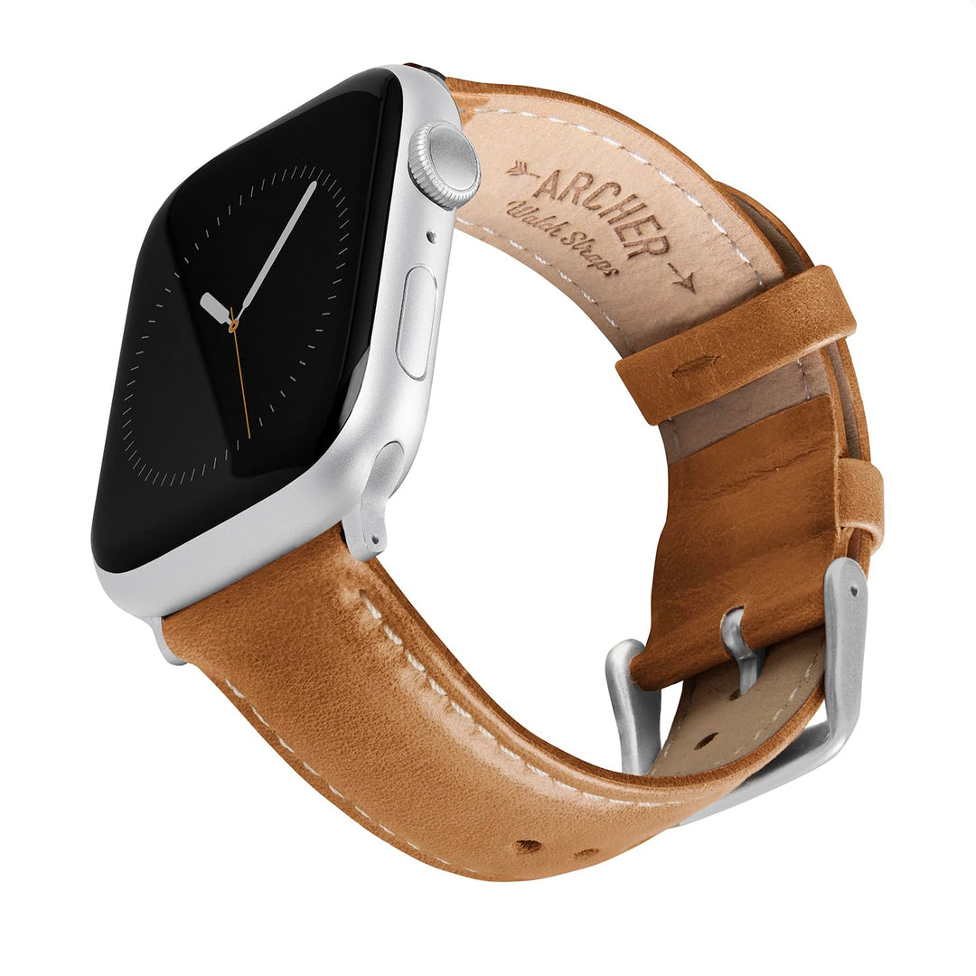 Archer Watch Straps - Uhrenarmbänder aus Hochwertigem Genarbtem Leder für Apple Watch Camel Tan/Natu