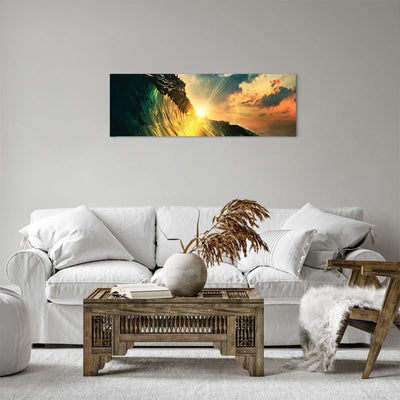 Panorama Bilder auf Leinwand Meer Welle Wasser Leinwandbild 90x30cm Wandbilder Dekoration Wohnzimmer