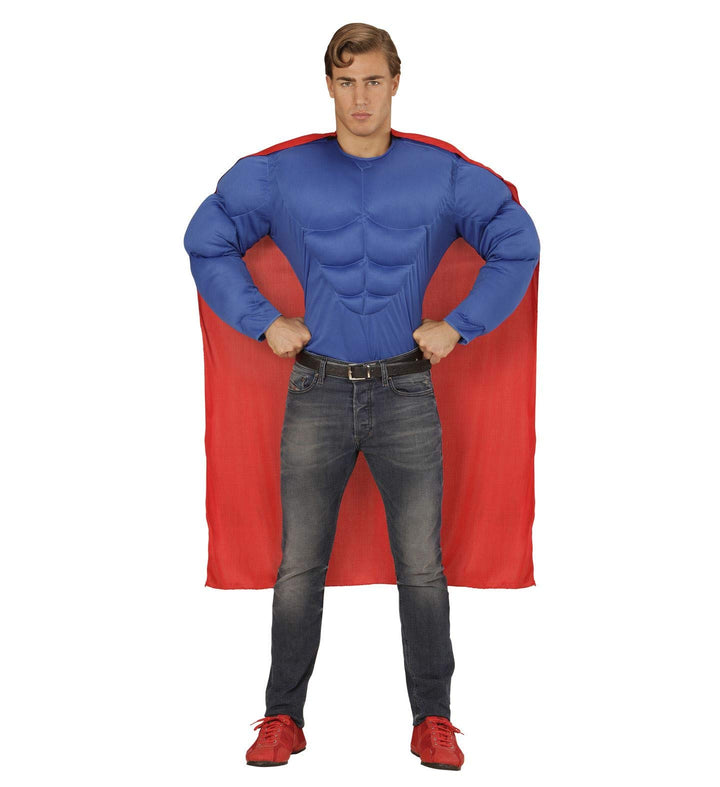 W WIDMANN MILANO Party Fashion - Kostüm Super Muskel Held, Muskelshirt mit Umhang, Superheld, Karnev