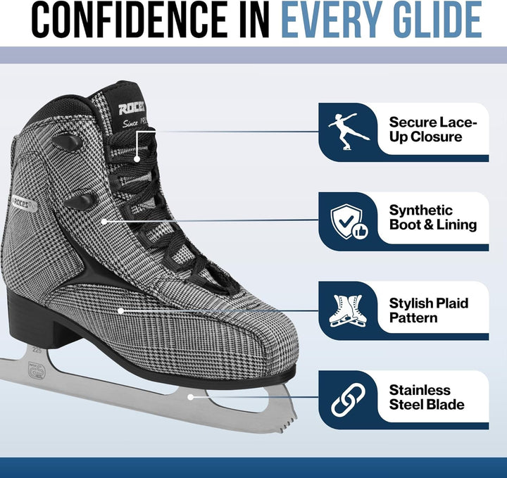 Roces 450557 Women's Model Brits Ice Skate, US 8, White/Silver 8 US weiss / silber, 8 US weiss / sil