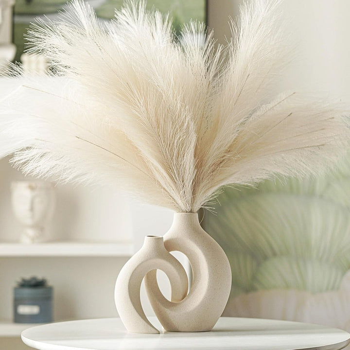 Levvohd Weisse hohle Keramikvase, 2er-Set, runde moderne Vase für nordische minimalistische Stildeko