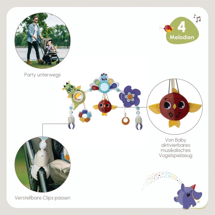 Tiny Love Musical Nature Stroll Arch, Kinderwagen Spielzeug Baby, 0+ Monate, Universell Anpassbare C