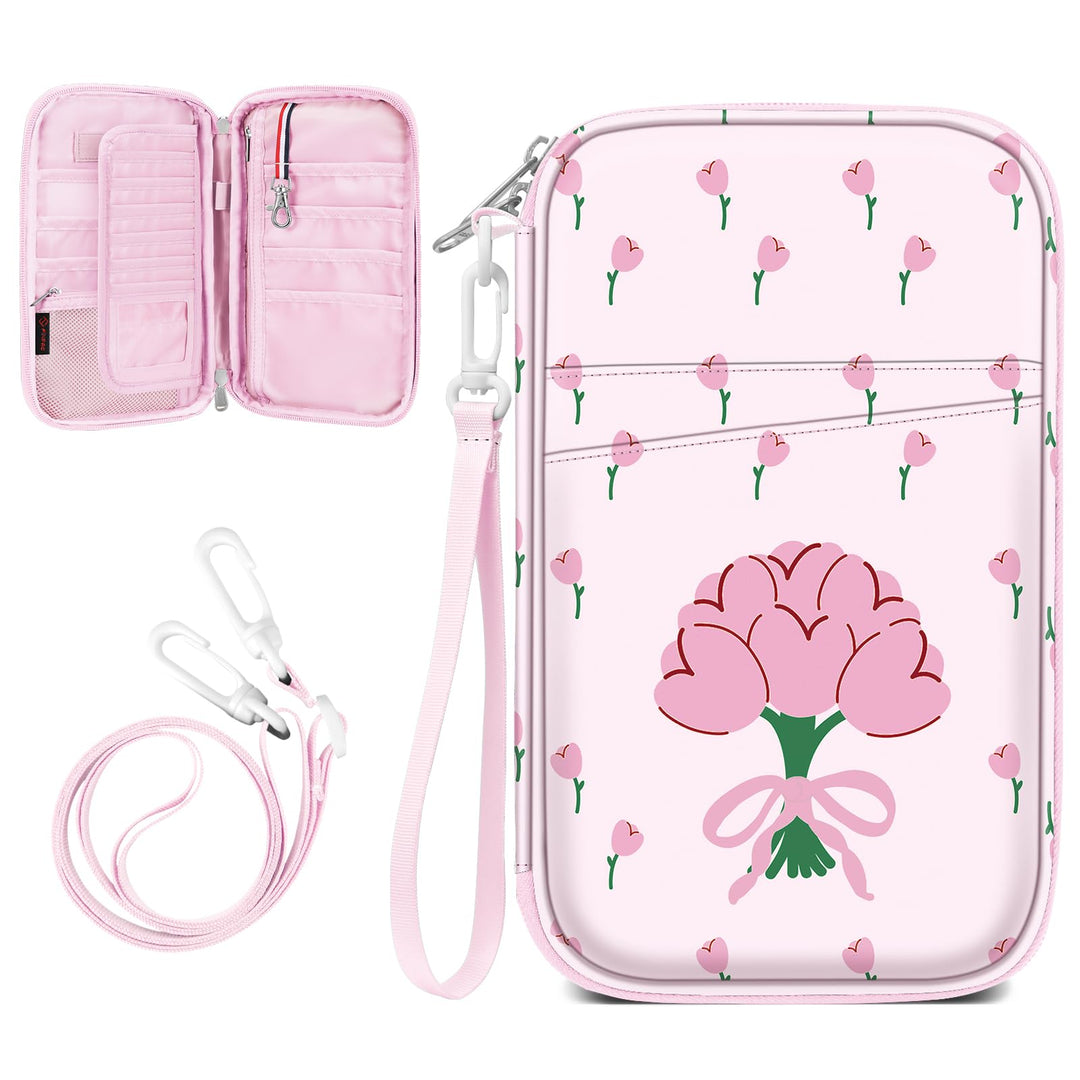 FINTIE Reisepass Tasche Familie Reiseorganizer, RFID-Blockier Wasserdicht Handytasche Reisepasshülle