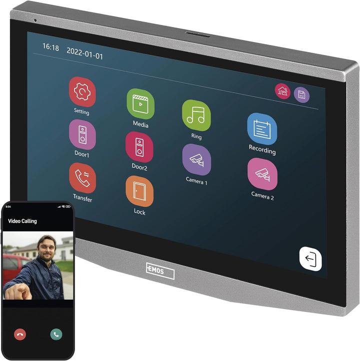 EMOS GoSmart Zusatz-Monitor IP-700B zur Video-Türsprechanlage IP-700A (H4010), Touchscreen-Bildschir