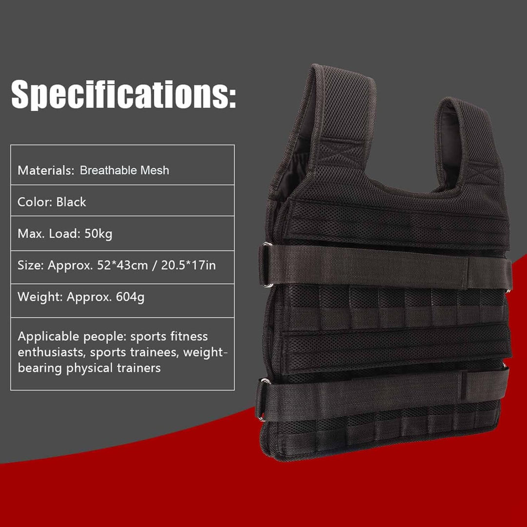 Gewichtsweste Herren 15-kg Atmungsaktives Mesh Gewichtstraining Weste Krafttrainingsjacke für Workou