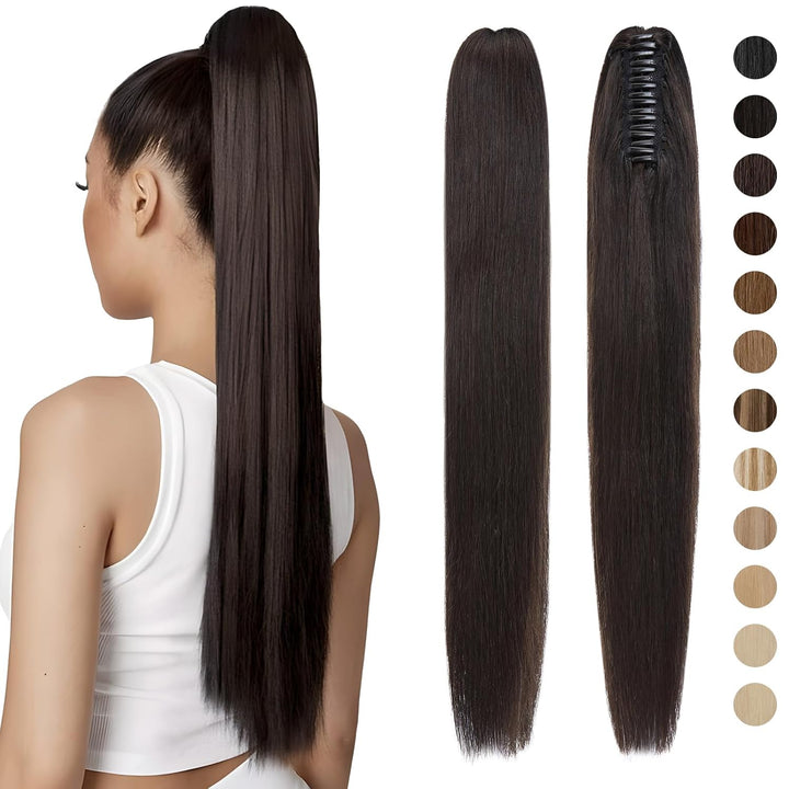 Haarteile Echthaar Ponytail Extension Clip in Pferdeschwanz Extensions Echthaar Glatt Zopf Haarverlä