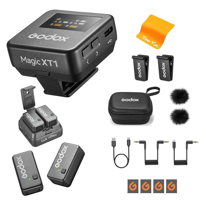Godox Magic XT1 Kabelloses Lavalier Mikrofon - Stromversorgung und Speicher Integriert, OLED-Touchsc