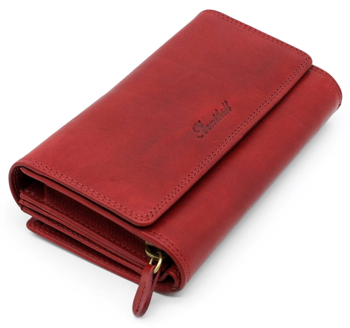 Benthill Damen Portemonnaie XXL mit RFID-Schutz | Echt-Leder Damen Geldbörse Gross | Grosse Vintage