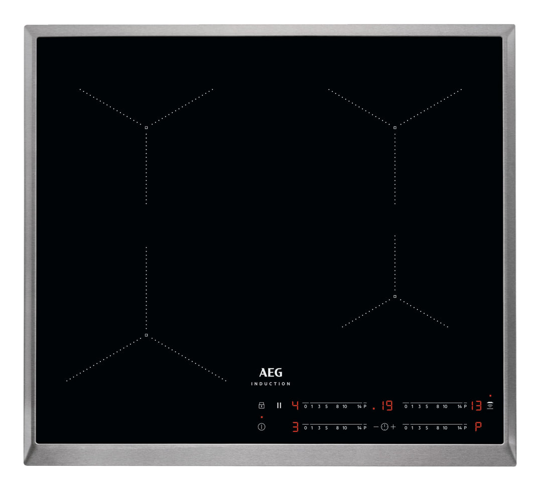 AEG IKB64431XB Autarkes Kochfeld/Induktion/Hob²Hood/Slider-Bedienung / 60 cm/Edelstahlrahmen / 4 Koc