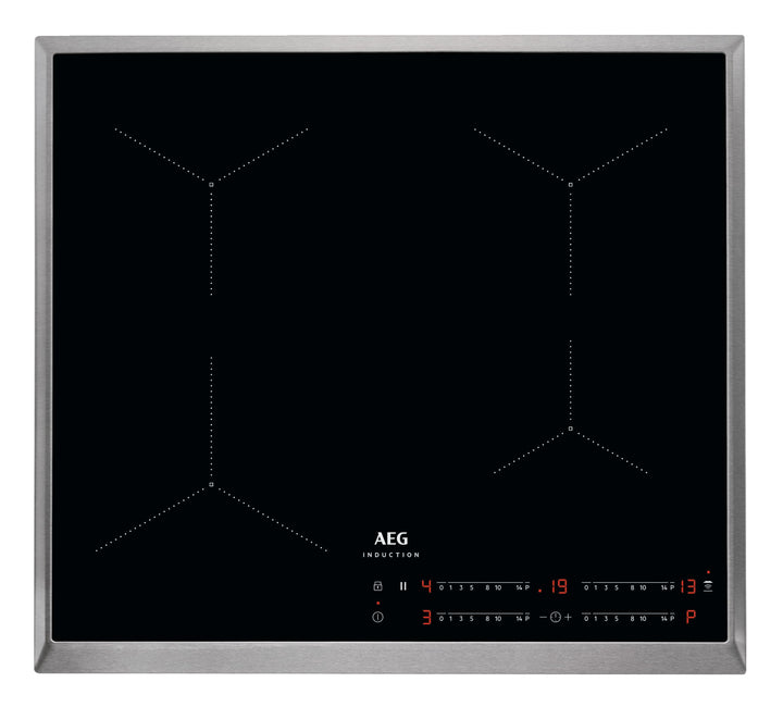 AEG IKB64431XB Autarkes Kochfeld/Induktion/Hob²Hood/Slider-Bedienung / 60 cm/Edelstahlrahmen / 4 Koc