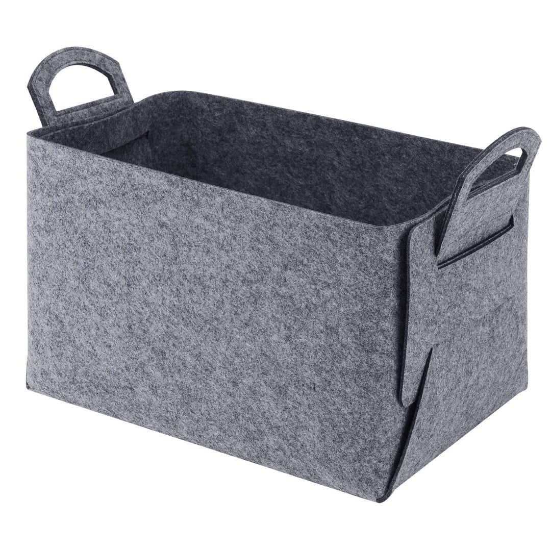 Filz Aufbewahrungskorb für Holz,40x30x24cm grosse geschenkkorb leer, faltbarer filzkorb mit zwei wei