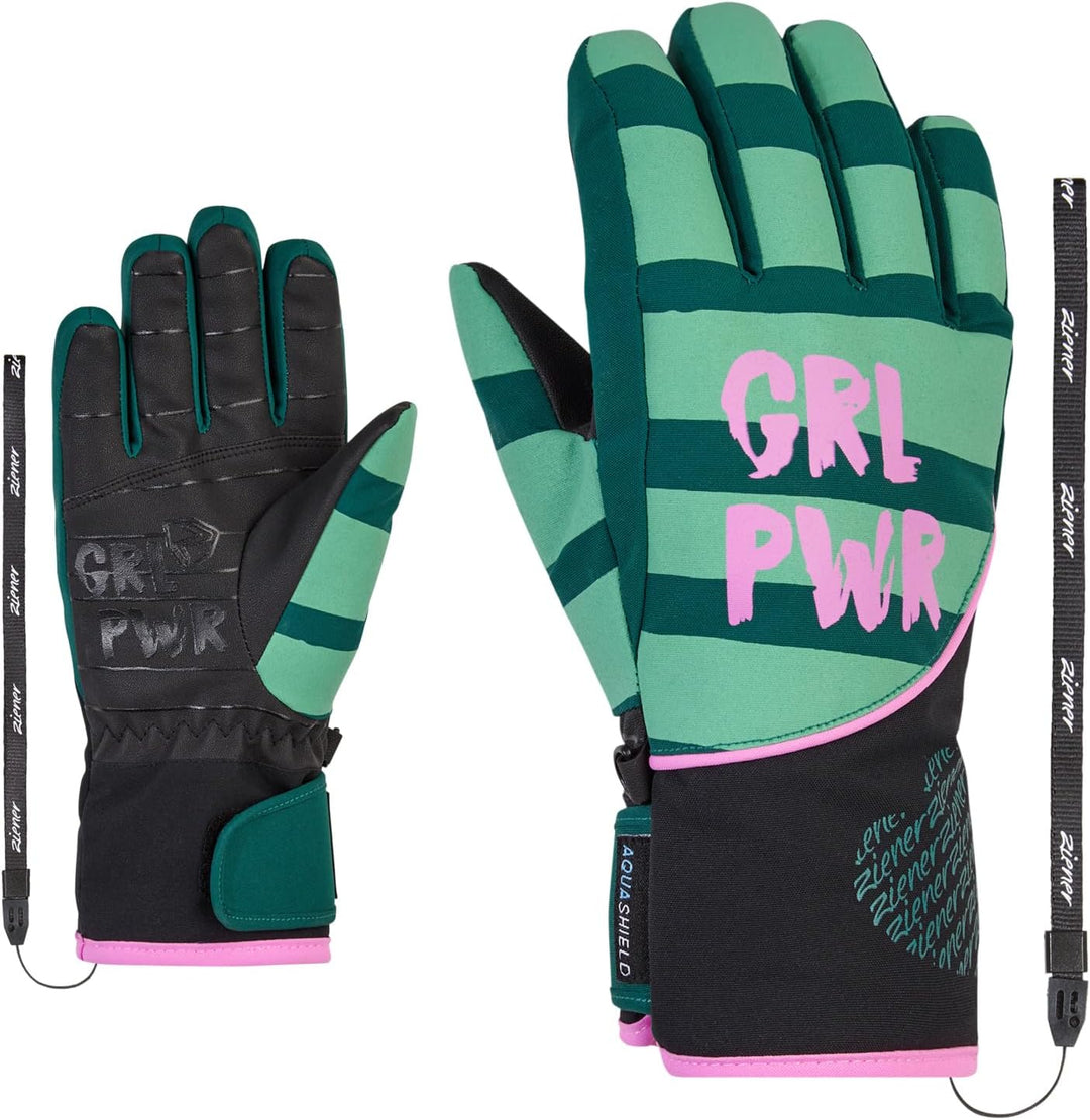 Ziener Mädchen Liwa Ski-Handschuhe/Wintersport | wasserdicht, Primaloft, modisch 6.5 deep green, 6.5