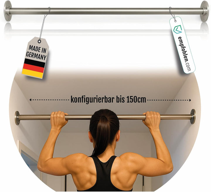 Klimmzugstange aus Edelstahl für Wandmontage robuste Reckstange für Klimmzüge, Calisthenics & Traini