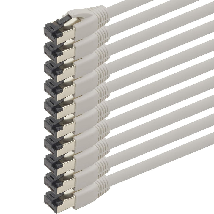 7,5m Cat 8 Netzwerkkabel CAT8 Kabel Grau - 10 Stück Cat.8 Lan 2000 Mhz 40 Gbit s 40GBase-T Poe+ Patc
