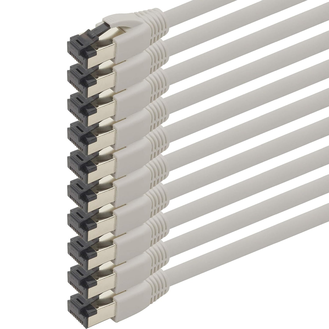 10m Cat 8 Netzwerkkabel CAT8 Kabel Grau - 10 Stück Cat.8 Lan 2000 Mhz 40 Gbit s 40GBase-T Poe+ Patch