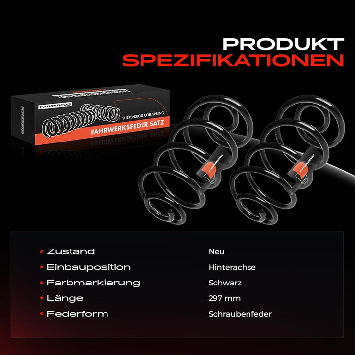 Frankberg 2x Federn Fahrwerksfeder Hinterachse Kompatibel mit Astra H 2004-2009 Astra H GTC 2005-201